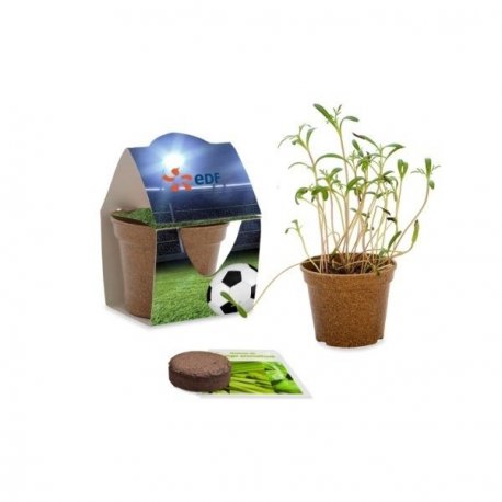 KIT JARDIN ECOLO - POT BIODÉGRADABLE PAILLE DE RIZ PUBLICITAIRE