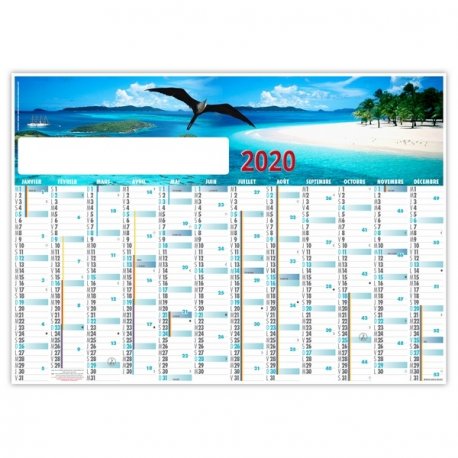 PLANNING CARAIBES - XXL CC - AVEC PELLICULAGE EFFACABLE - MARQUAGE QUADRI PERSONNALISABLE